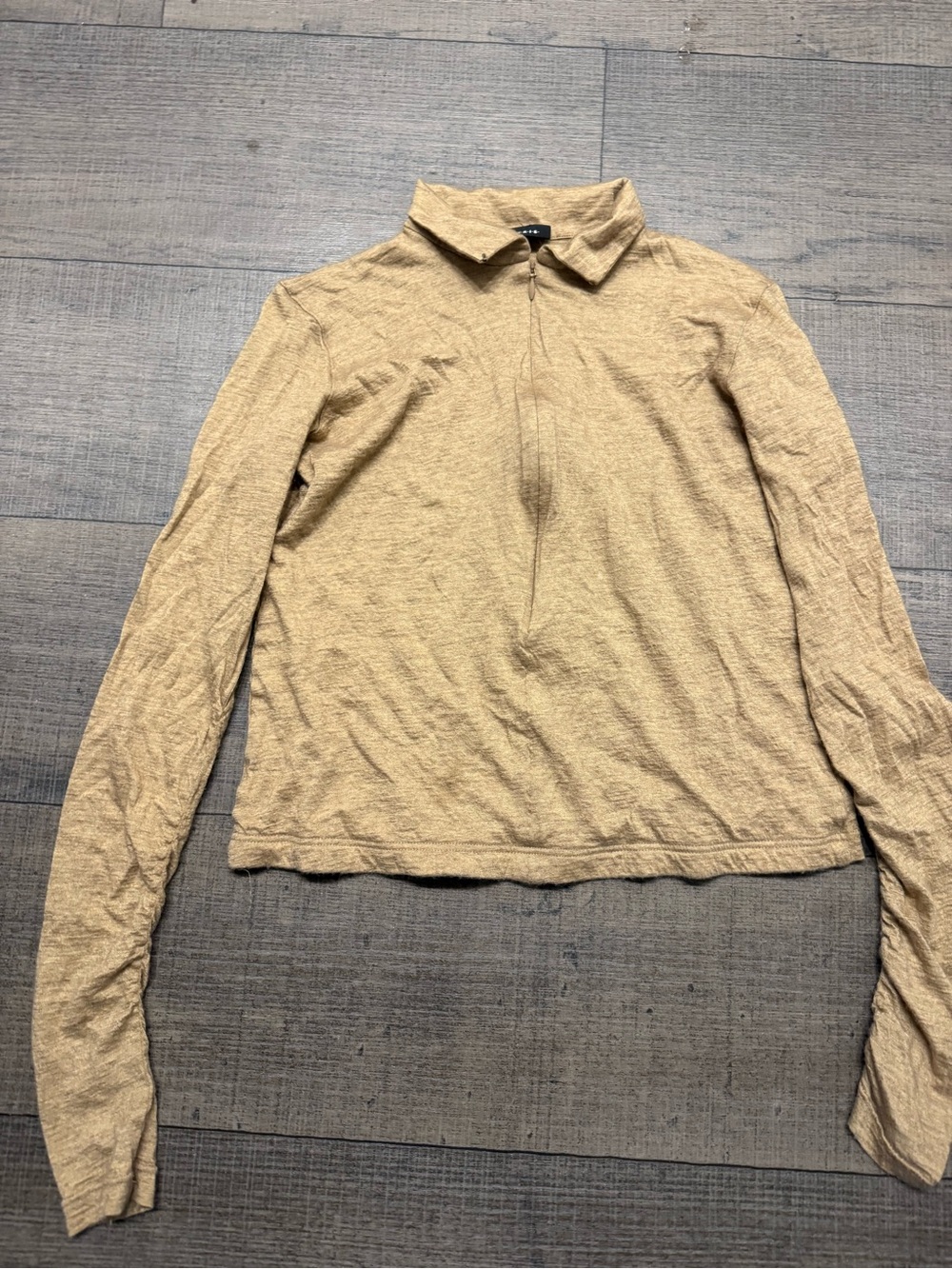 Akris Lightweight Polo-Style Long Sleeve Sweater in Beige